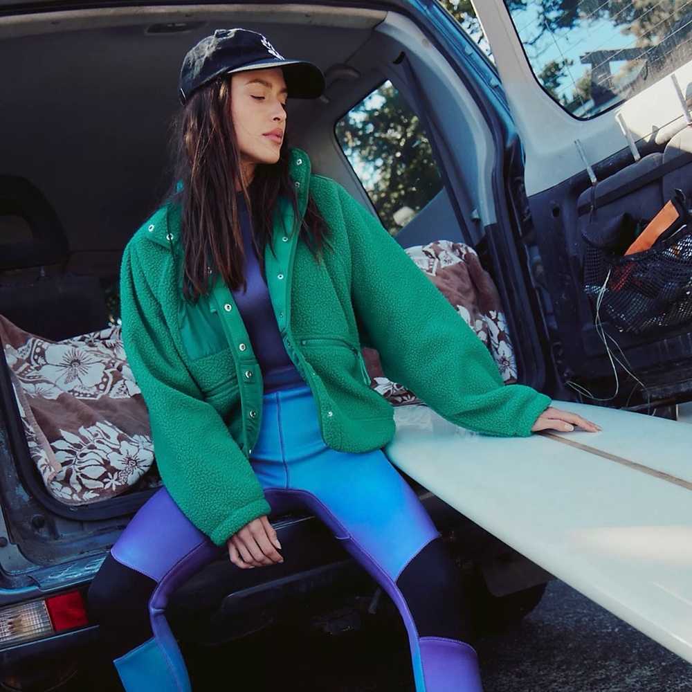 NWOT FP Movement Hit the Slopes Fleece Jacket in Green Glow